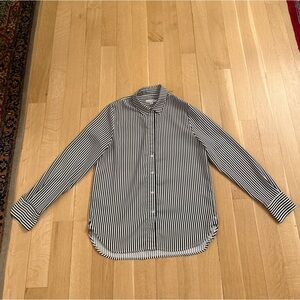 Anthropologie Black and White Striped Button-Down Shirt